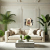 Charming English Bulldog art vinyl placed smoothly on an interior home wall.