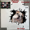 Unboxed English Bulldog decal beside its protective package and instructions.