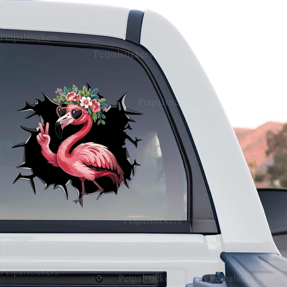 Vibrant pink flamingo artwork featured as a standalone product design on clear gloss vinyl.