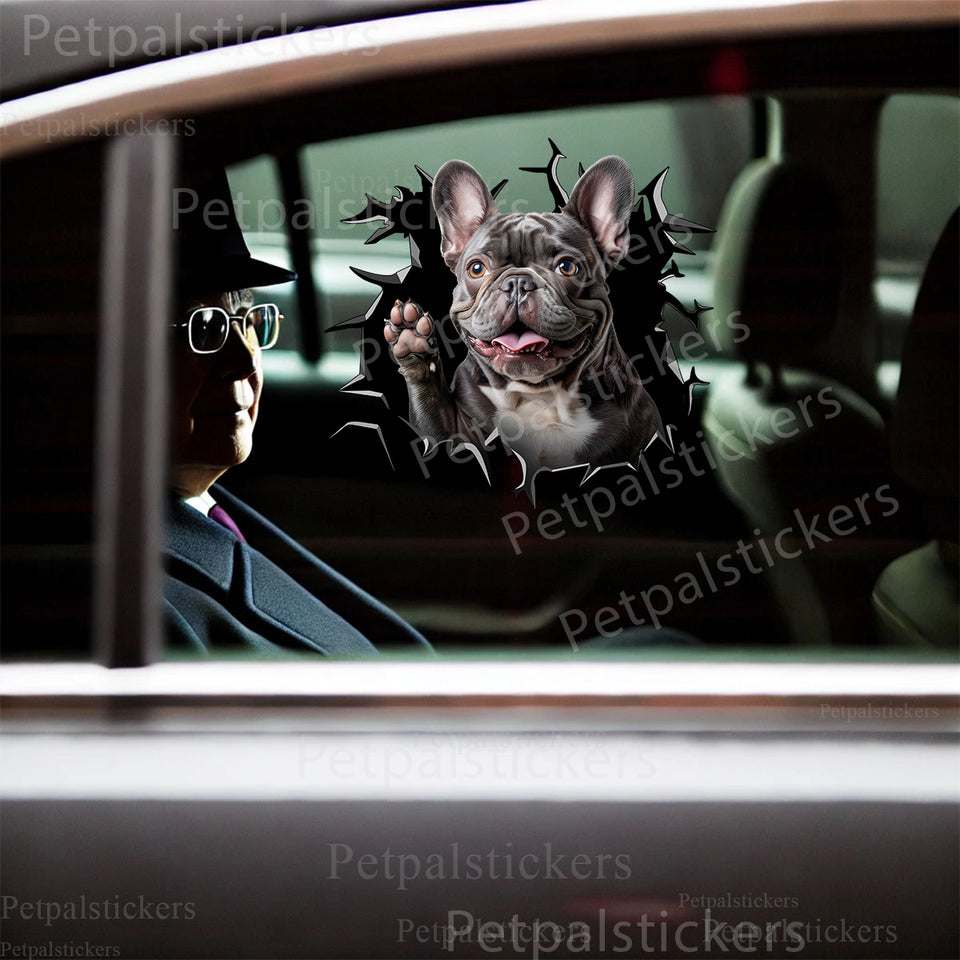 French Bulldog graphic decal displayed neatly on the driver side car door.