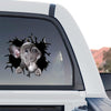 Vibrant French Bulldog window decal mounted on the rear glass of a truck for outdoor style.