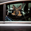 Vibrant German Shepherd sticker displayed on a clean car door exterior surface.