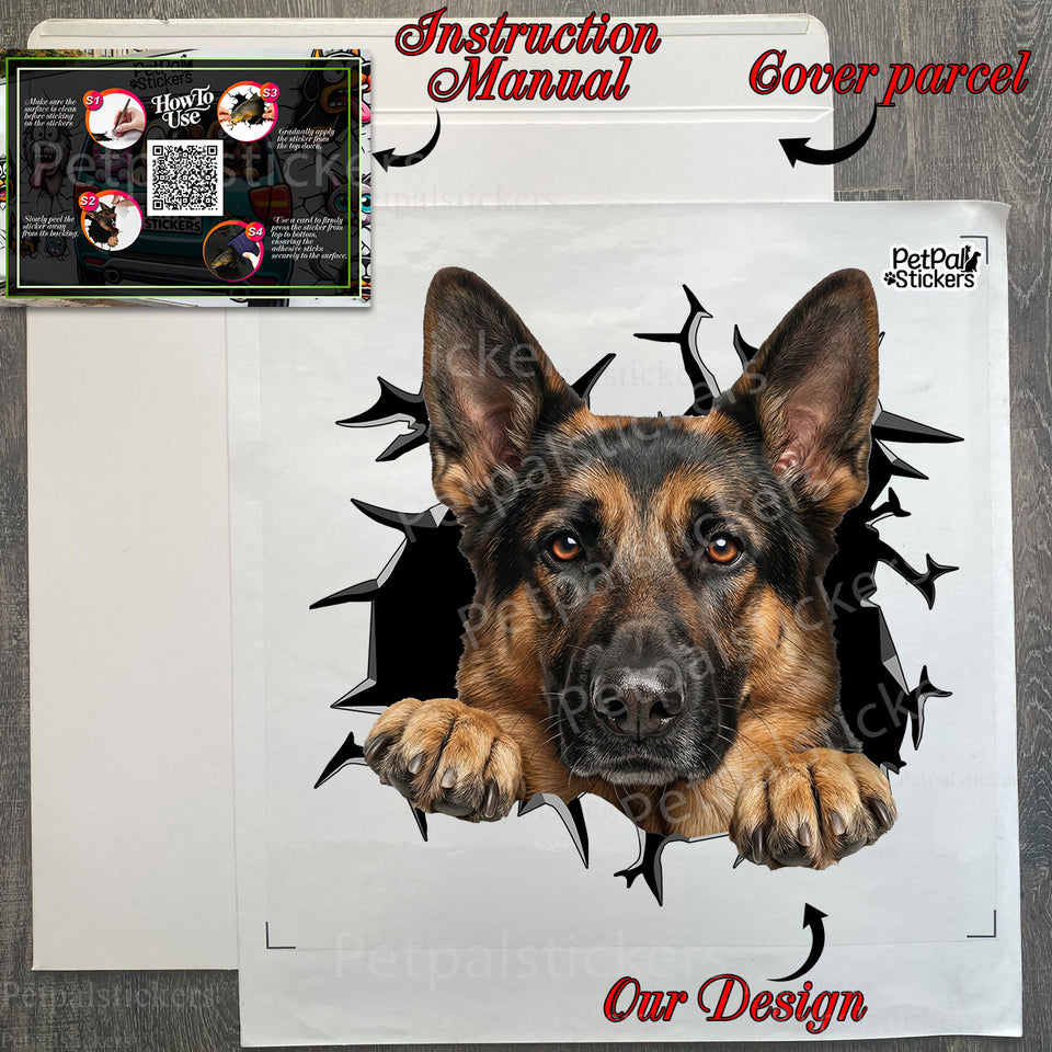 Securely packed German Shepherd decal package ready for gifting to pet enthusiasts.