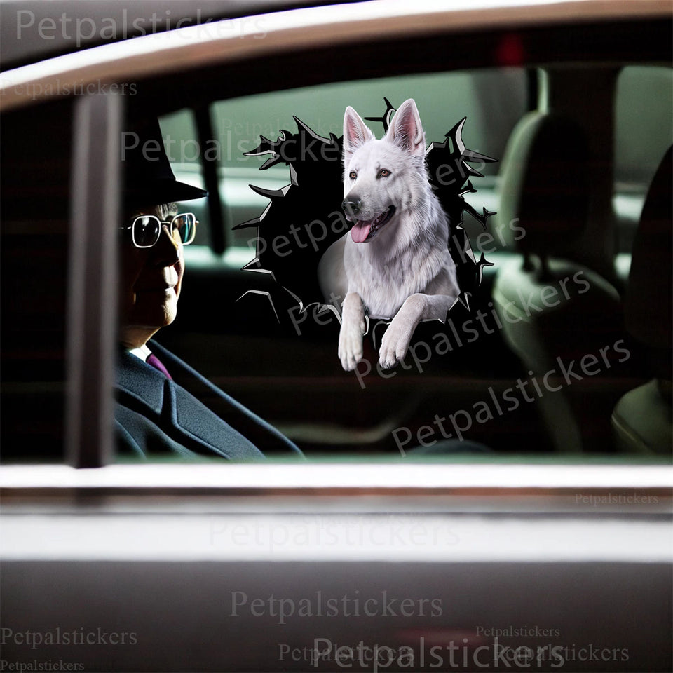 Glossy German Shepherd vinyl decal displayed smoothly across an exterior car door.