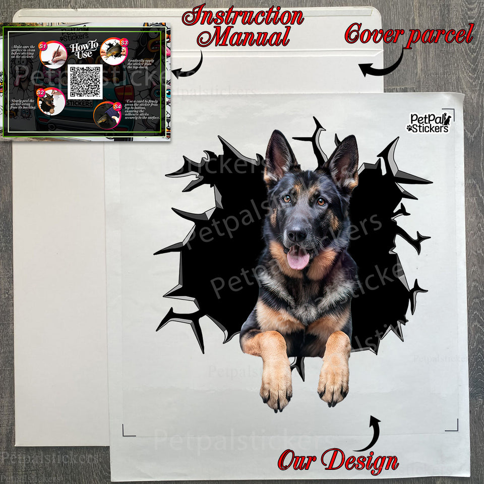 Carefully packed German Shepherd decal product inside its protective package.