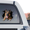 Glossy German Shepherd outdoor decal displayed on the rear window of a truck.