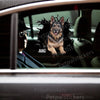 Glossy German Shepherd vinyl decal displayed cleanly on a white car door exterior.