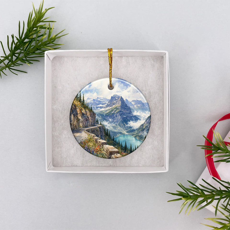 Packaged Montana landscape keepsake resting safely inside an open white gift box.