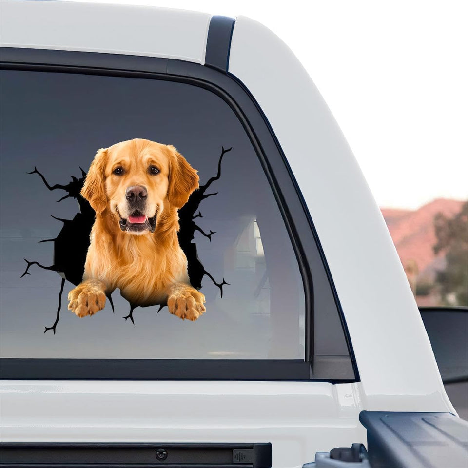 Golden Retriever graphic decal displayed as a standalone product design on a transparent background.