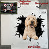 Protective cardboard package ready for shipping with the Goldendoodle sticker decal enclosed.