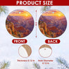 Detailed size chart showing the 3-inch diameter and double-sided print of the ceramic ornament.