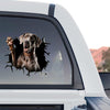 Vibrant Great Dane vinyl sticker applied to the rear window of a truck outdoors.