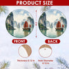 Product size chart diagram displaying the three-inch round dimensions and double-sided artwork print.