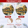 Clear size chart graphic illustrating the 3-inch round ceramic dimensions and double-sided print.