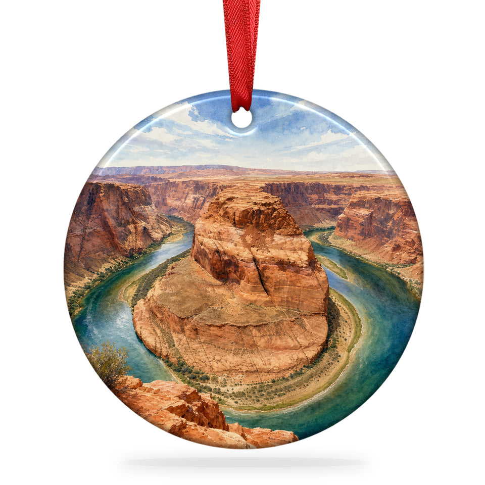 Horseshoe Bend Christmas ornament shown against a plain white background.