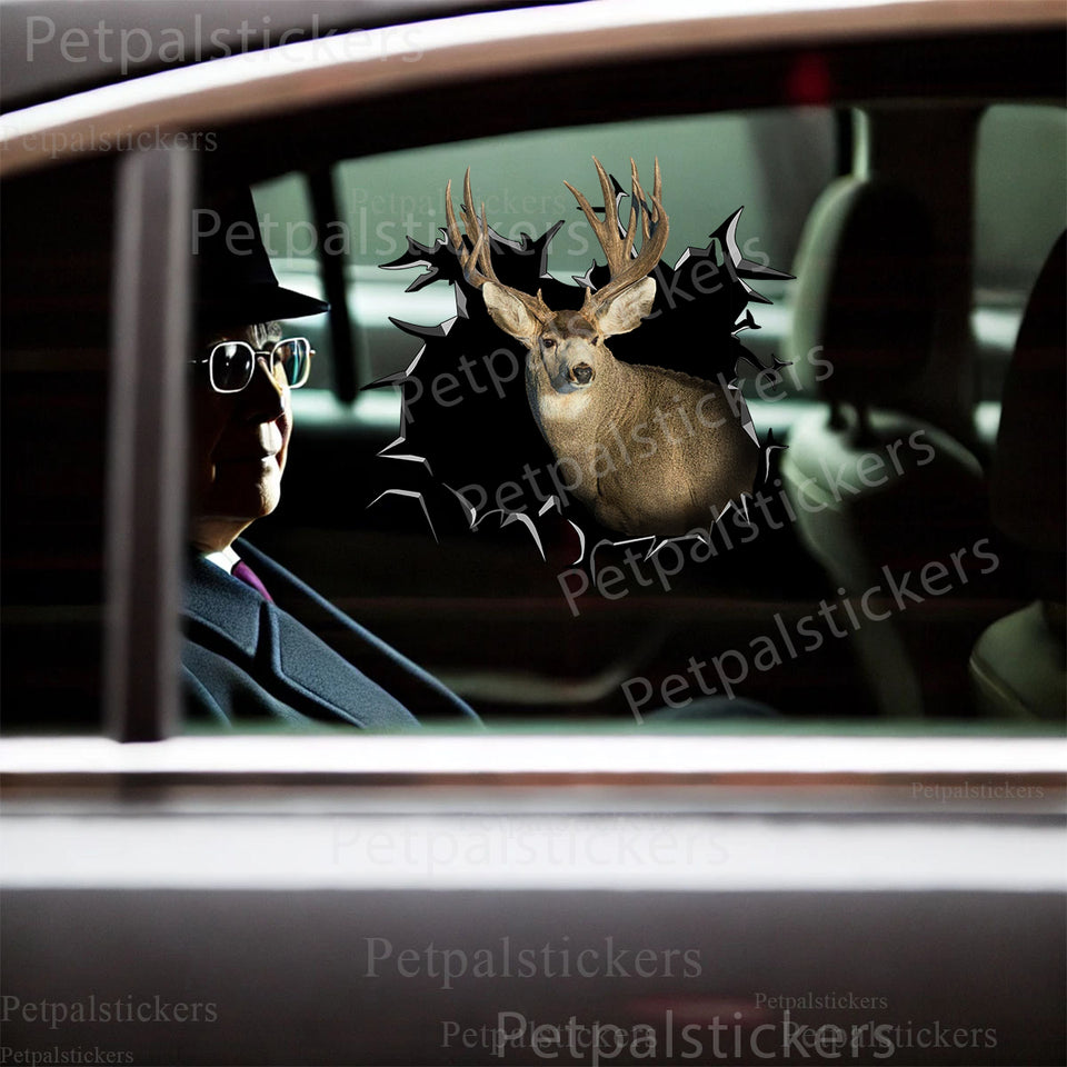 Black dog car door decal applied smoothly to an automobile exterior window panel.