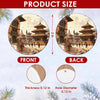 Product size chart illustrating the 3-inch ceramic ornament dimensions with double-sided print.