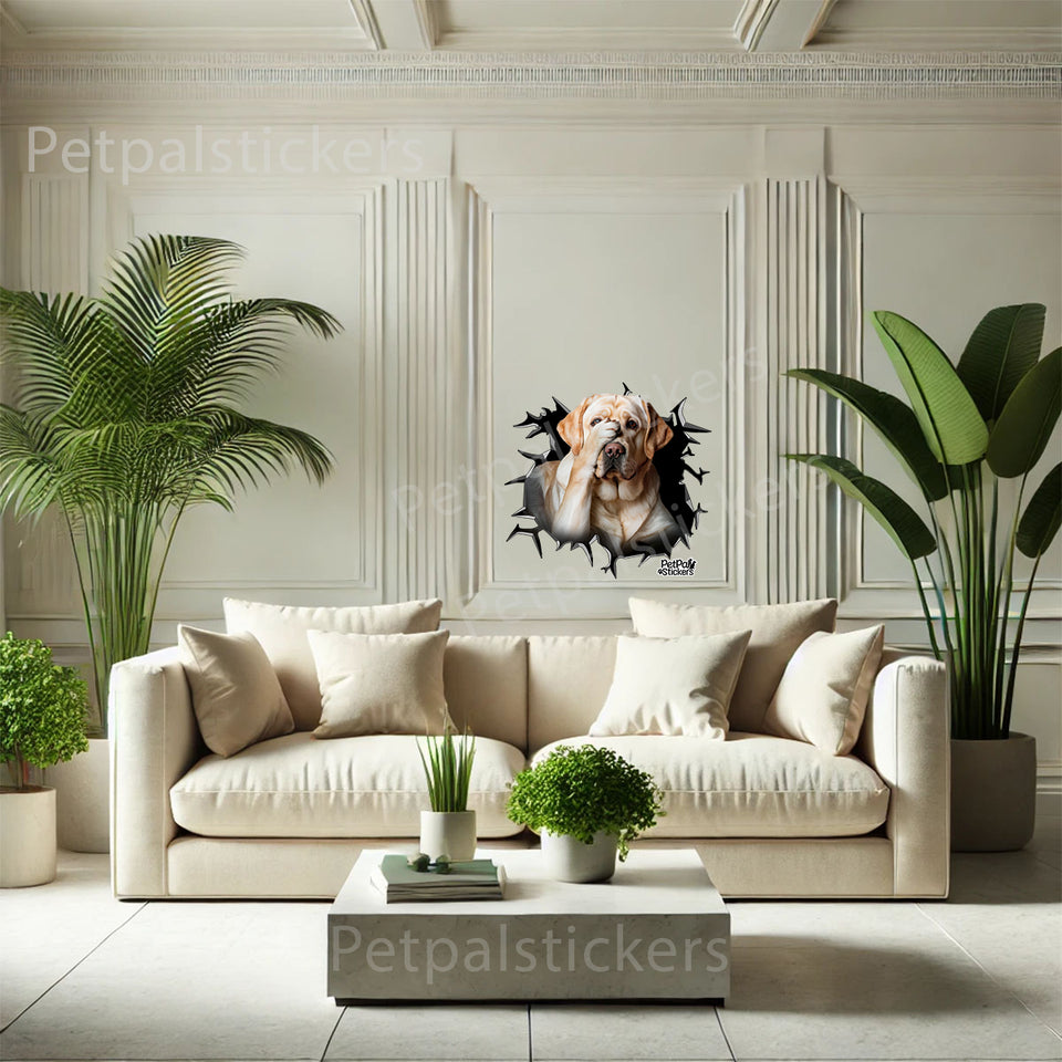 Decorative Labrador decal applied smoothly on an interior home wall accent surface.