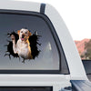 Glossy outdoor Labrador sticker displayed on the rear window of a truck.