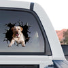 Clear vinyl Labrador sticker positioned on the rear window of a truck.