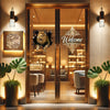 Glossy Lion Vinyl art sticker applied to a smooth wooden home door.