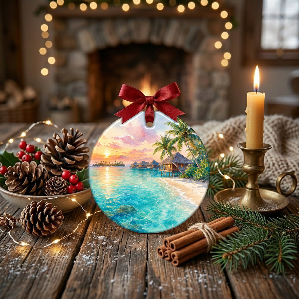 Festive keepsake arranged on a holiday table surrounded by natural pinecones and warm candlelight.