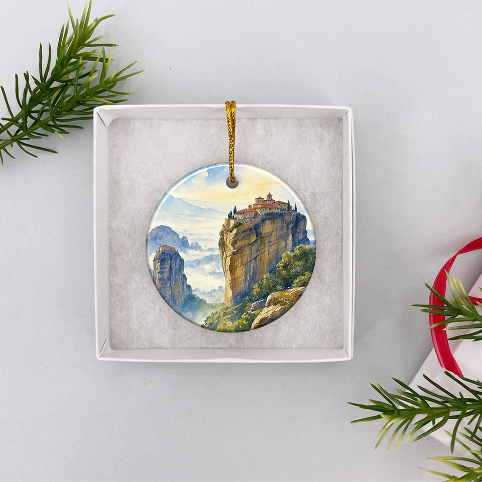 Packaged holiday keepsake resting inside an open white gift box ready for festive gift giving.
