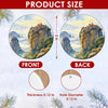 Product size chart illustrating the 3-inch diameter and double-sided ceramic print dimensions.