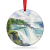 Niagara Falls ceramic ornament showing turquoise waterfalls against a clean white background.