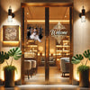 Charming Papillon vinyl decal positioned neatly on a smooth interior wooden door surface.