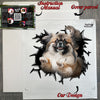 Unboxed Pekingese vinyl decal set next to its protective delivery package and instructions.