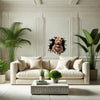 Decorative Pitbull vinyl sticker accenting a smooth interior bedroom wall with charming detail.