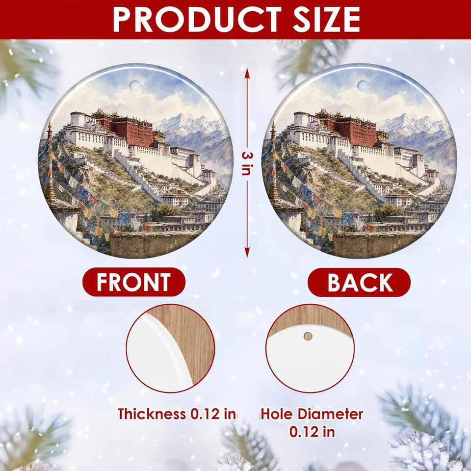 Product size chart diagram showing the 3-inch round dimensions and double-sided print.