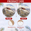 Product size chart diagram showing the 3-inch round dimensions and double-sided print.