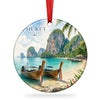 Railay Beach Christmas ornament shown on a clean white background with hanging ribbon.