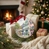 South Carolina holiday decoration resting next to wrapped gifts beside a warm, glowing fireplace.