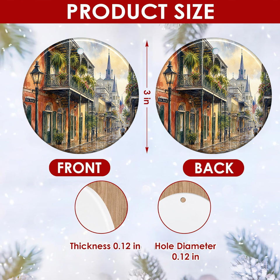 Product size chart diagram displaying the 3-inch round ceramic dimensions and double-sided print