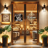 Realistic Schnauzer artwork decal affixed to a smooth painted glass home door.