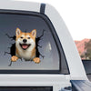 Vibrant Shiba Inu graphic decal standalone product design displayed on a transparent background.