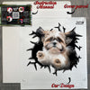 Unboxed Shih Tzu car decal displayed neatly beside its protective retail package.
