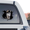 Vibrant Siberian Husky window sticker applied to the rear window of a truck.