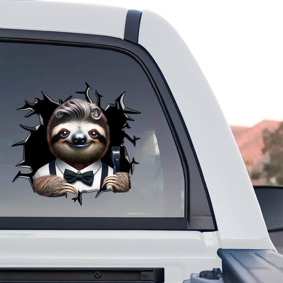 Sloth & Sea Animal graphic decal artwork shown as a standalone product design on clear gloss vinyl.