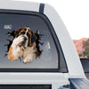 Clear vinyl St. Bernard sticker displaying a standalone product design with vibrant colors.