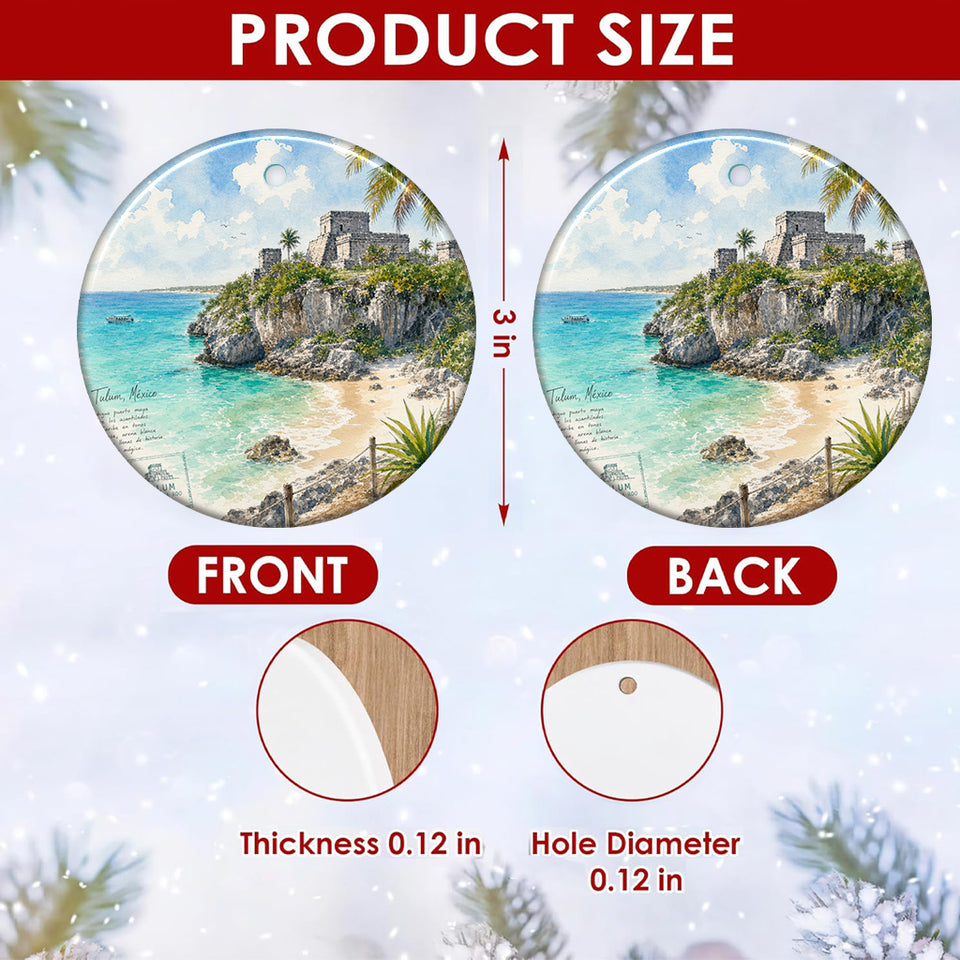 Accurate size chart diagram illustrating the 3-inch round dimensions and double-sided print specifications.