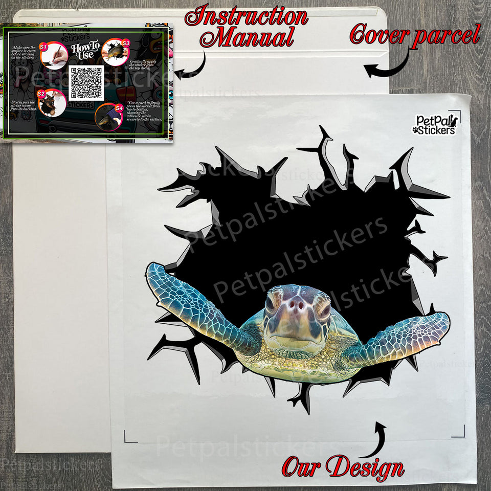 Protective decal mailer package displaying the premium Turtle vinyl sticker.