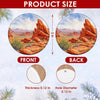 Clear size chart displaying the three-inch round dimensions and print.
