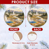 Graphic size chart detailing the three-inch round dimensions and double-sided print design.