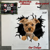 Carefully packaged Yorkie vinyl decal shown inside its protective shipping package.