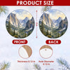 Detailed size chart diagram displaying the three-inch round ceramic ornament dimensions.