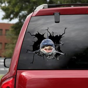 [sk0235-snf-hnd] Funny Sharks Crack Animal Car Sticker Lover - Camellia Print